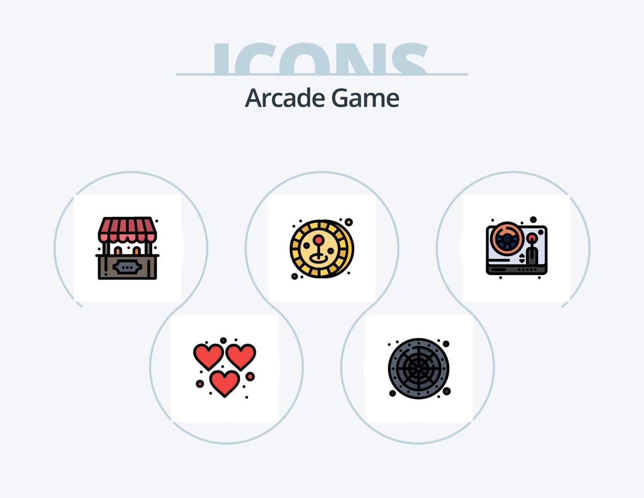 arcada línea lleno icono paquete 5 5 icono diseño. . juego. cubitos. estrella. jugar vector