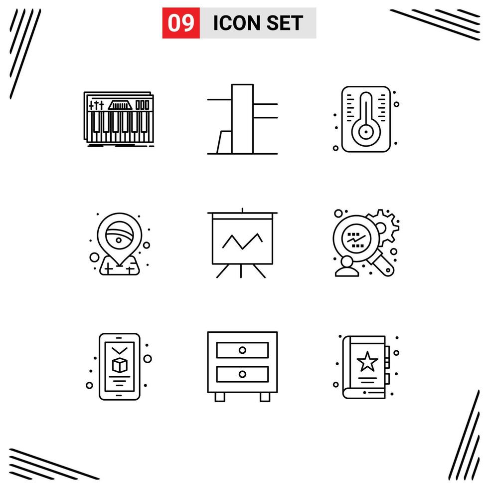 9 Thematic Vector Outlines and Editable Symbols of finance analysis presentation thermometer graph placeholder Editable Vector Design Elements