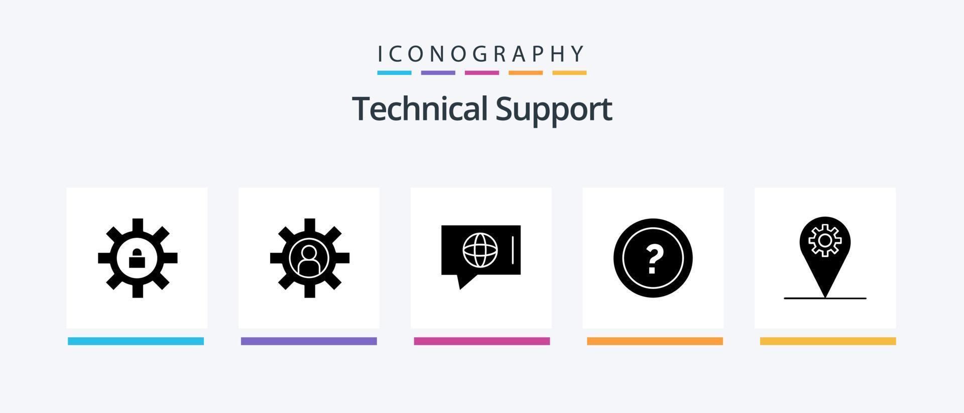 Technical Support Glyph 5 Icon Pack Including business. question. chat. information. about. Creative Icons Design vector