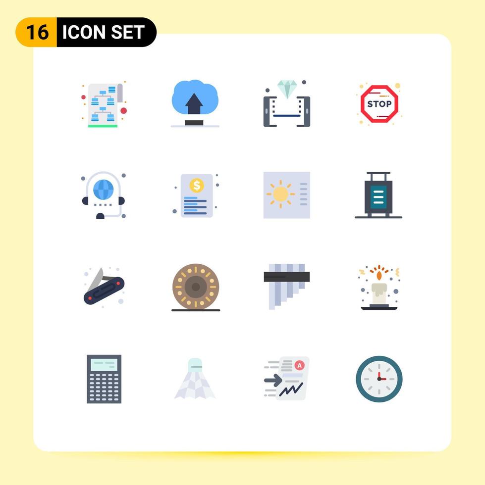 Universal Icon Symbols Group of 16 Modern Flat Colors of conference call online stop board Editable Pack of Creative Vector Design Elements