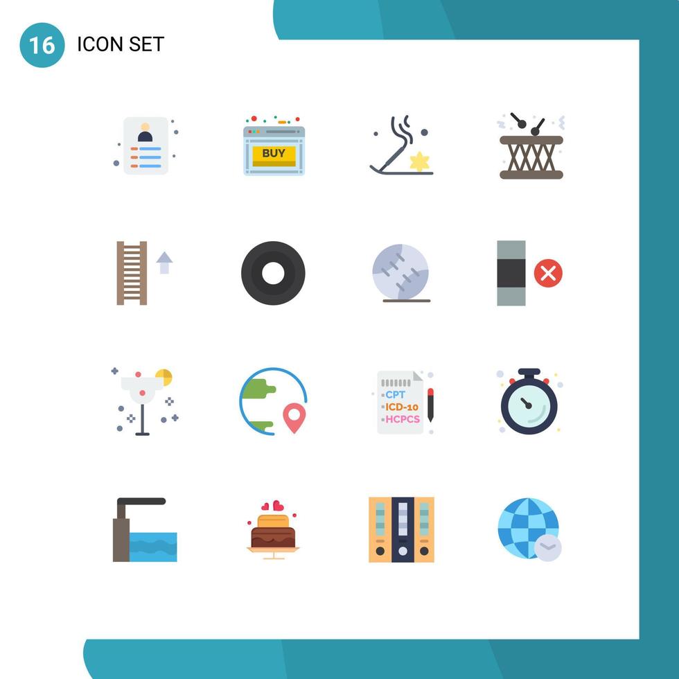 16 Creative Icons Modern Signs and Symbols of ladder instrument aromatherapy multimedia drum Editable Pack of Creative Vector Design Elements