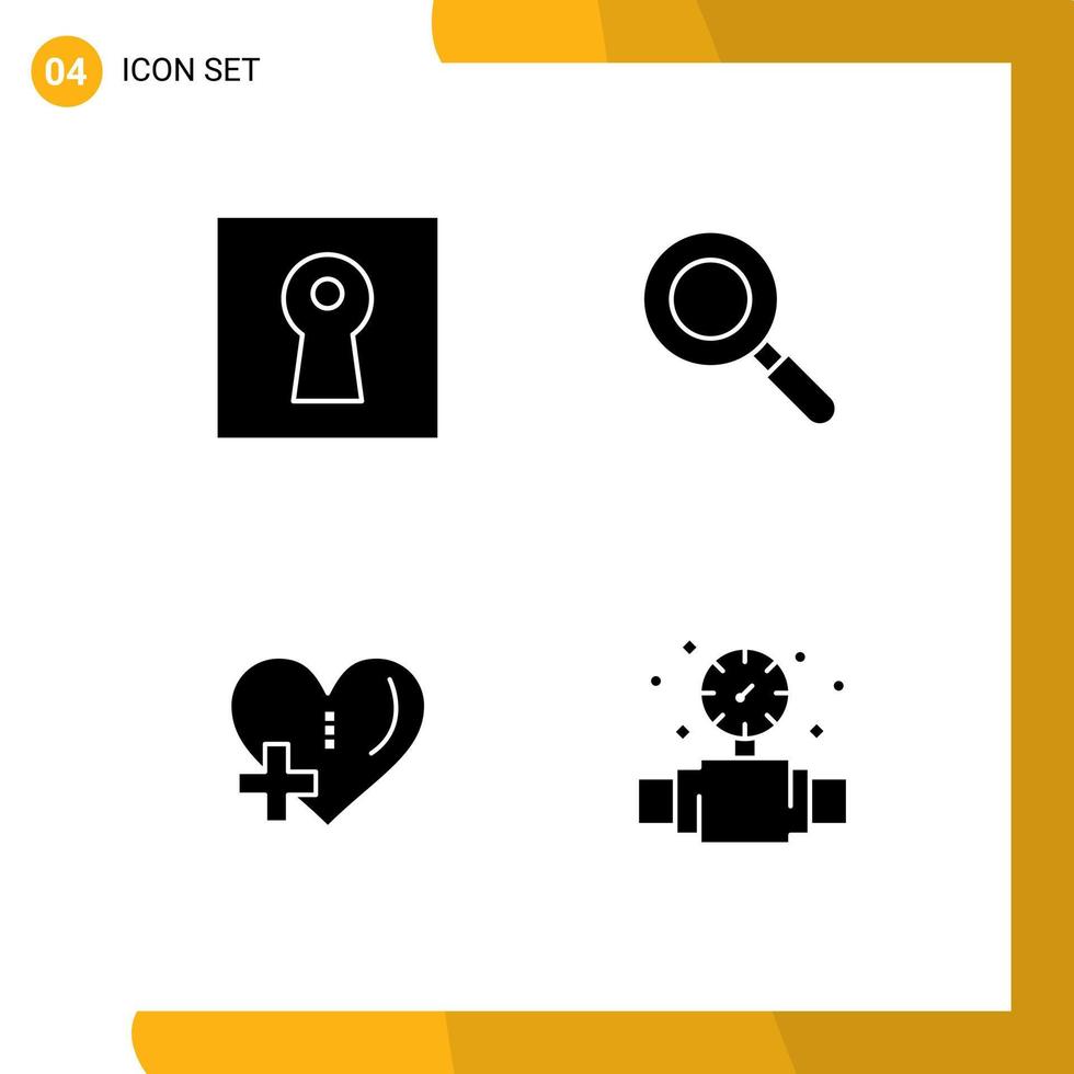 4 Creative Icons Modern Signs and Symbols of key add security find gauge Editable Vector Design Elements