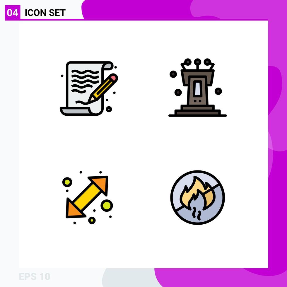Modern Set of 4 Filledline Flat Colors Pictograph of art go file speech up down Editable Vector Design Elements