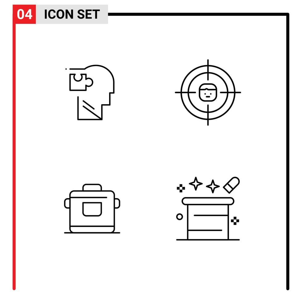 Set of 4 Vector Filledline Flat Colors on Grid for human resources puzzle human kitchen Editable Vector Design Elements