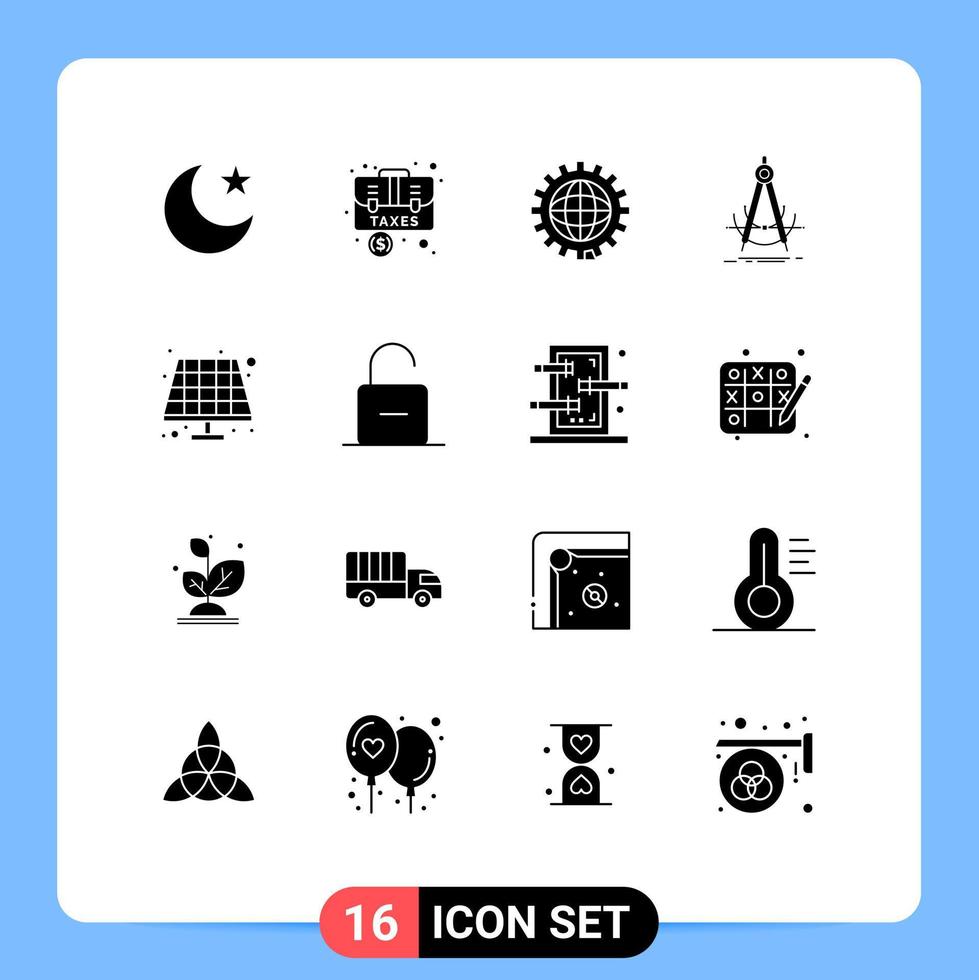 dieciséis sólido glifo concepto para sitios web móvil y aplicaciones medición geometría codificación preciso programación editable vector diseño elementos