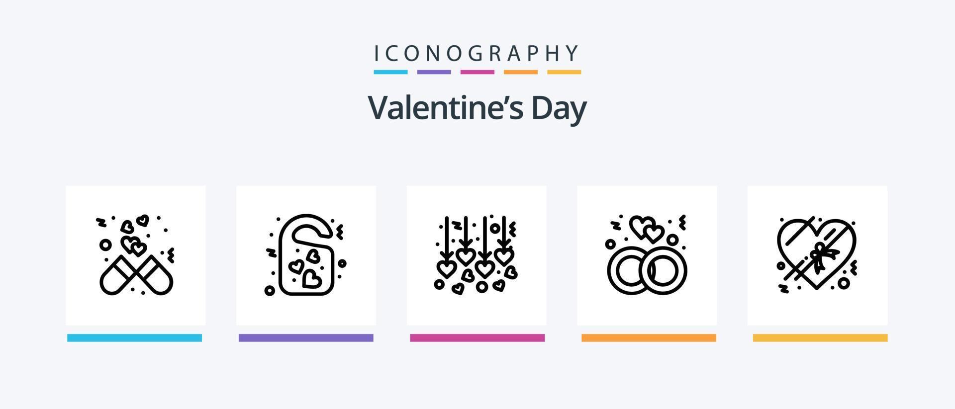 Valentines Day Line 5 Icon Pack Including lover. couple. love. bed. love. Creative Icons Design vector