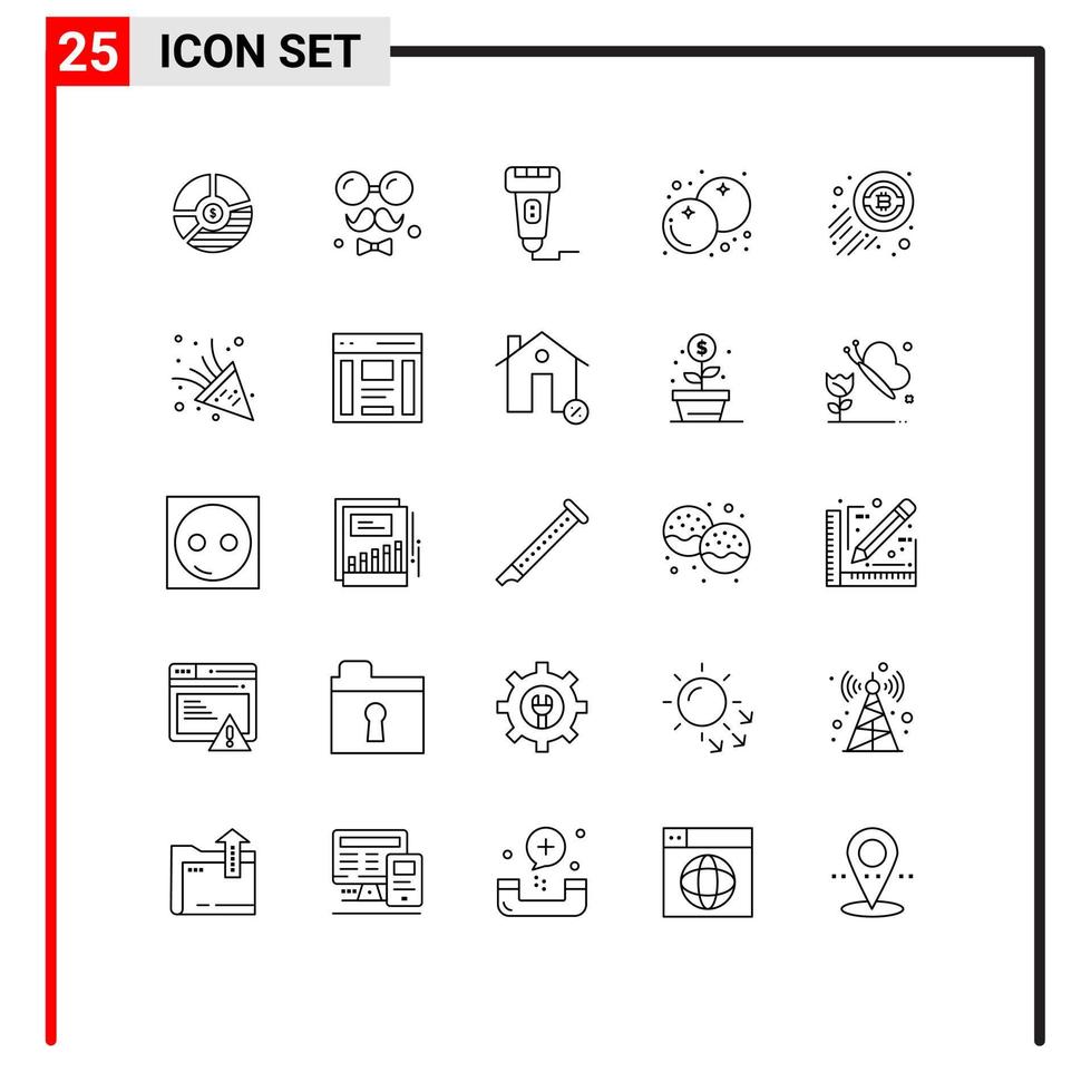 Set of 25 Modern UI Icons Symbols Signs for berry price brim payment cashless Editable Vector Design Elements