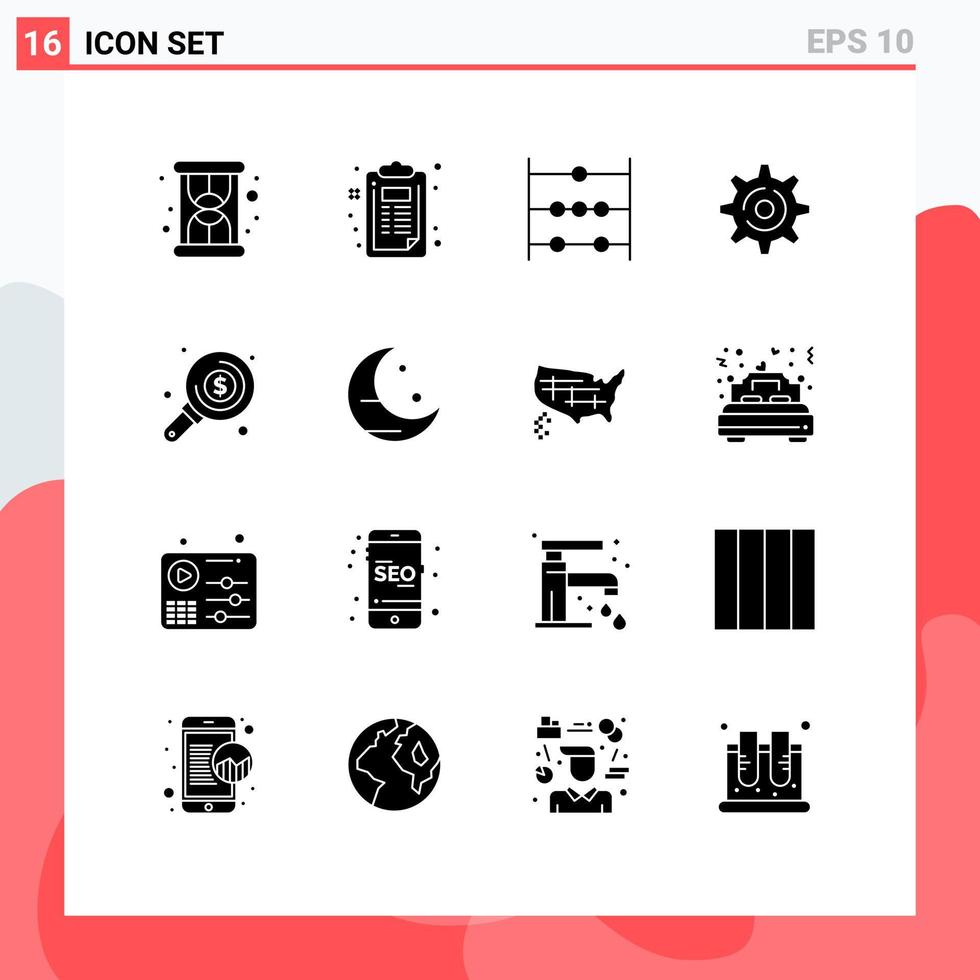16 Creative Icons Modern Signs and Symbols of farming search math money setting Editable Vector Design Elements