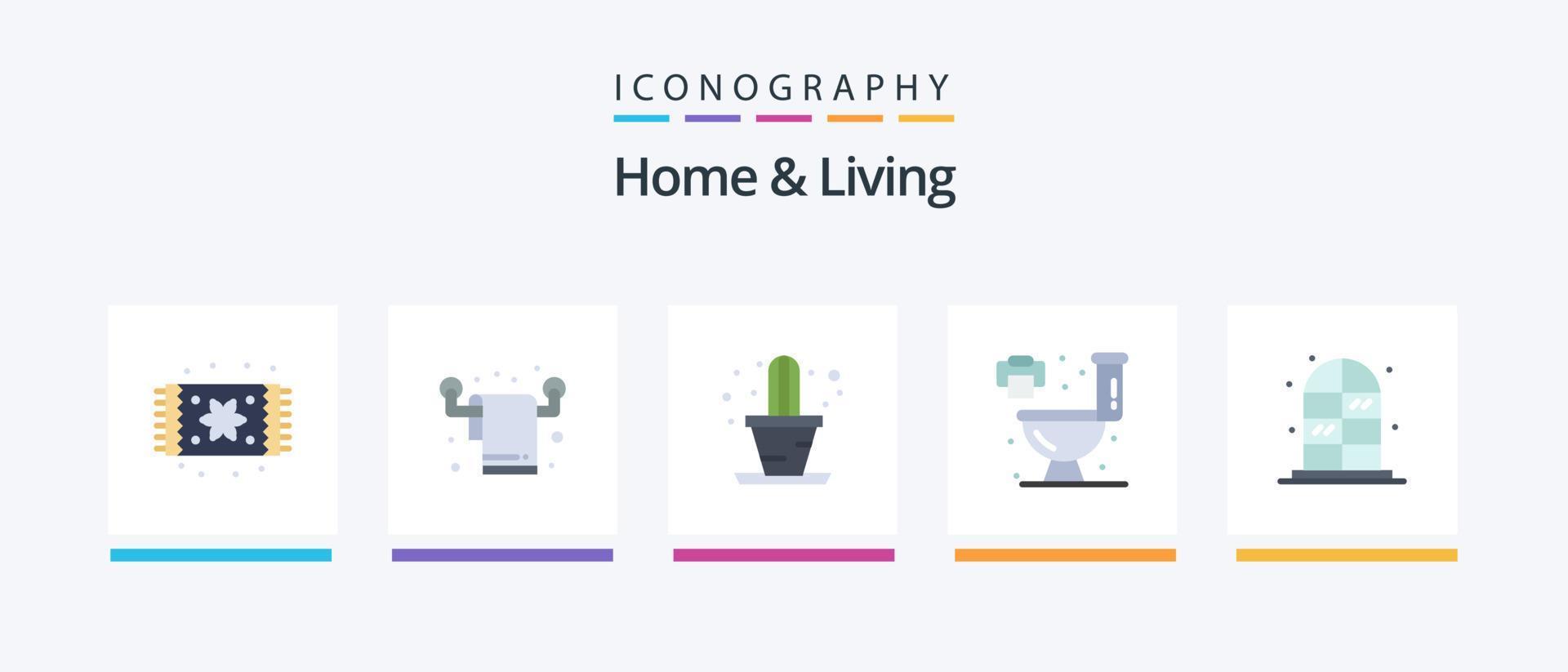 Home And Living Flat 5 Icon Pack Including . living. cactus. home. living. Creative Icons Design vector