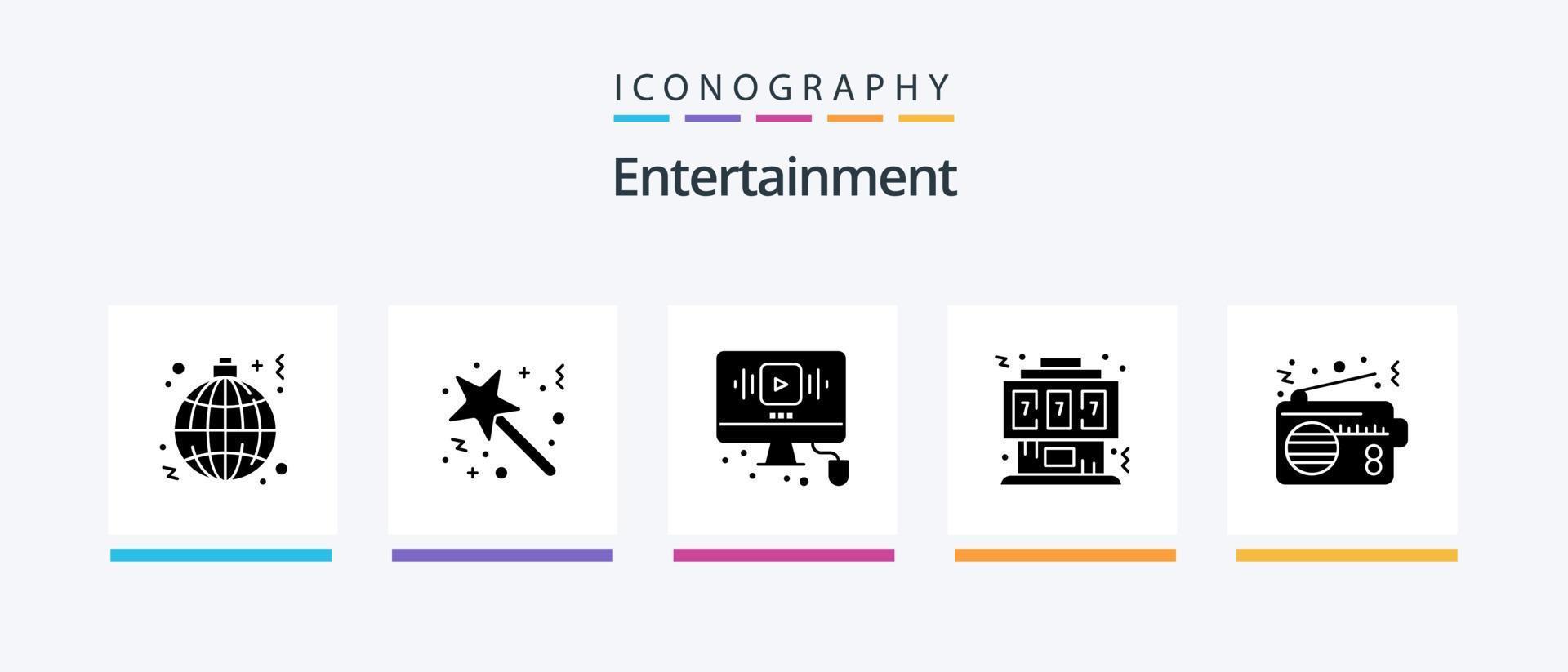 Entertainment Glyph 5 Icon Pack Including controller. game. surprise. internet. online. Creative Icons Design vector