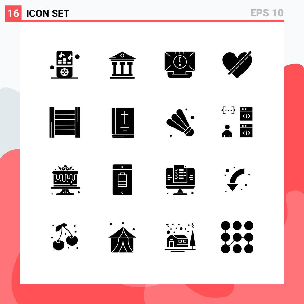 16 Creative Icons Modern Signs and Symbols of like heart communication access mail Editable Vector Design Elements
