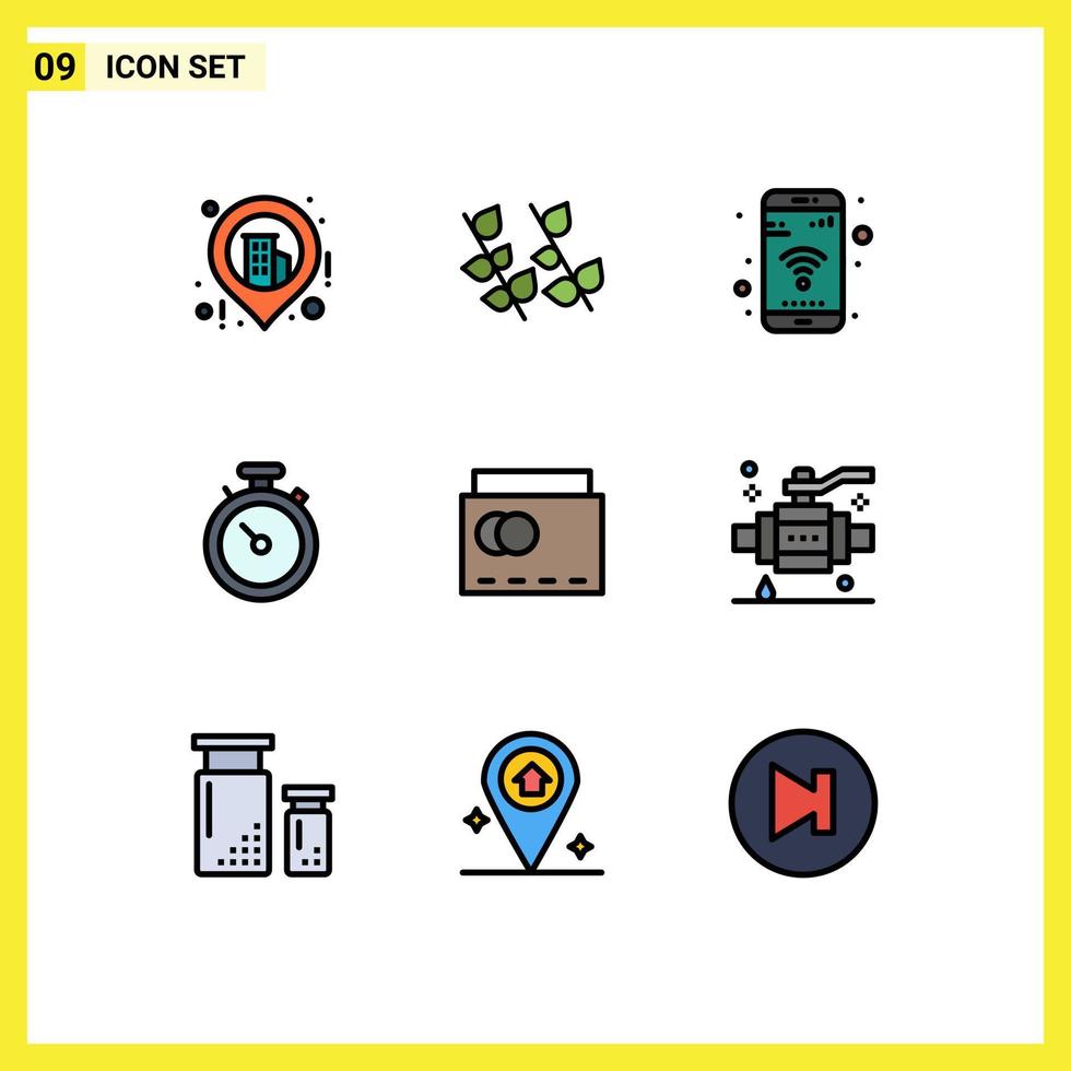 Pictogram Set of 9 Simple Filledline Flat Colors of handbag beach mobile pin map Editable Vector Design Elements