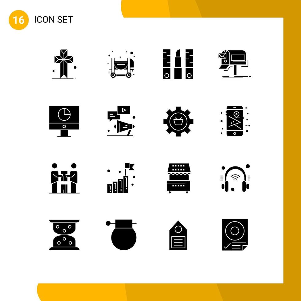 valores vector icono paquete de dieciséis línea señales y símbolos para computadora Boletin informativo belleza márketing campañas editable vector diseño elementos