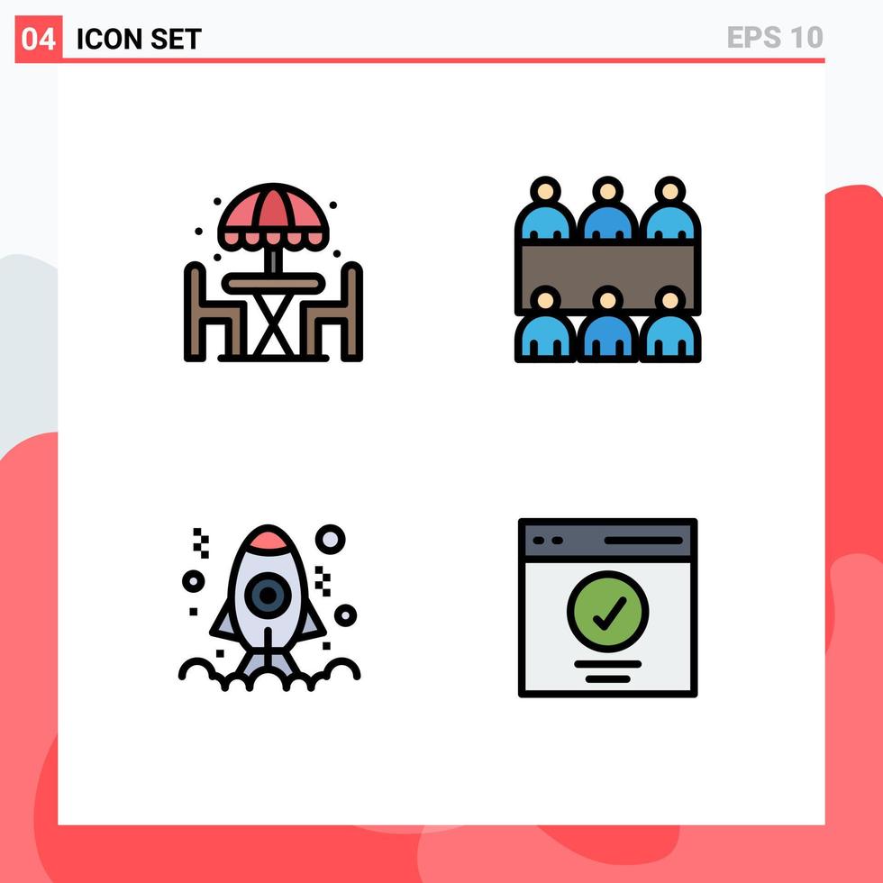 4 4 universal línea de relleno plano colores conjunto para web y móvil aplicaciones hogar desarrollo mesa mesa comunicación editable vector diseño elementos