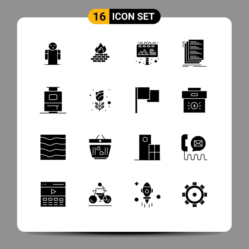 16 Creative Icons Modern Signs and Symbols of bag files security compile code Editable Vector Design Elements