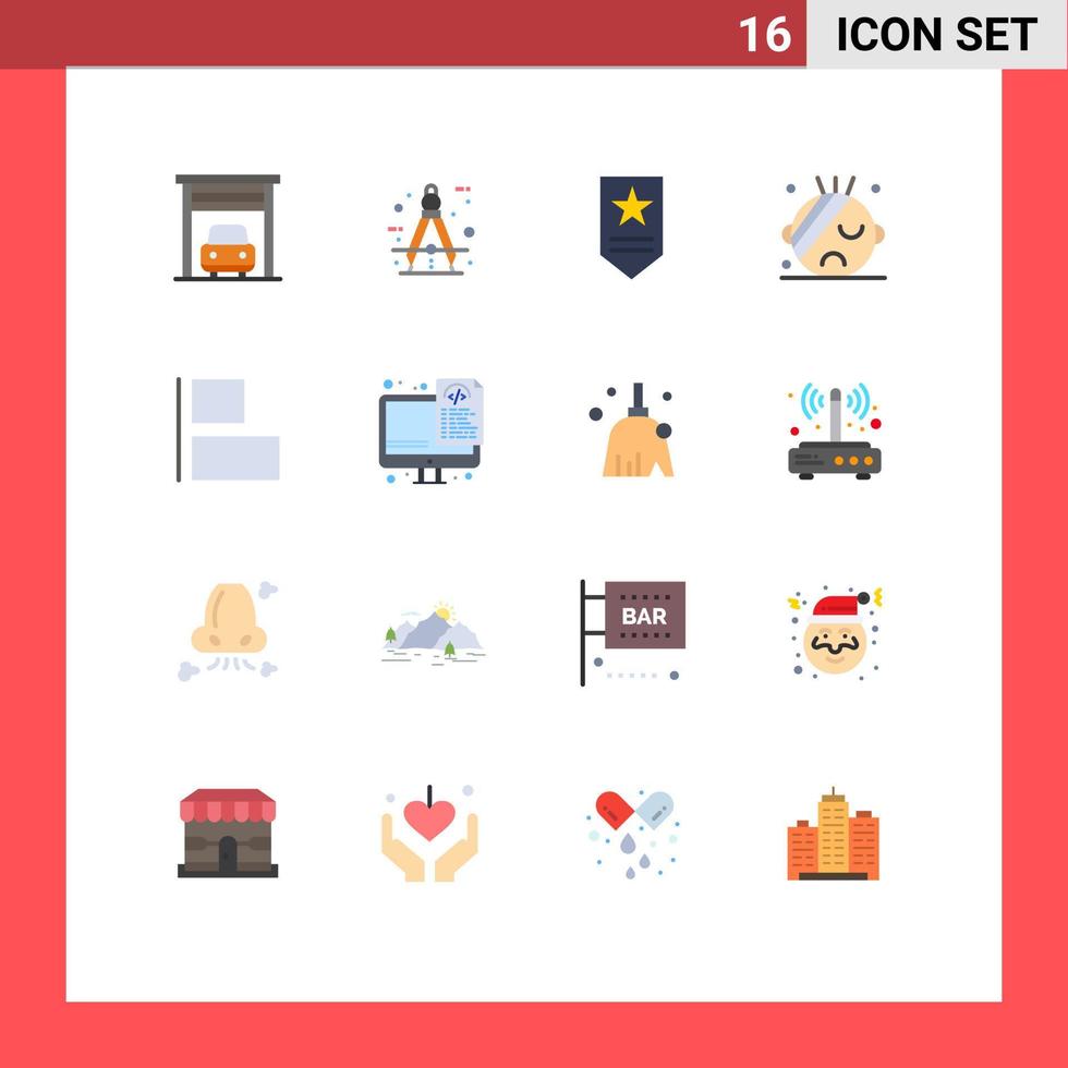 Group of 16 Modern Flat Colors Set for coding horizontal insignia align hospital Editable Pack of Creative Vector Design Elements