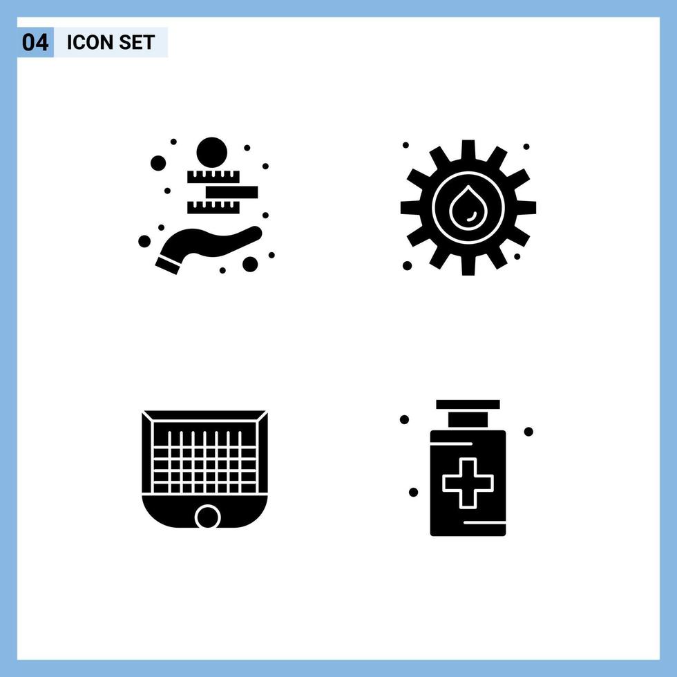 Universal Icon Symbols Group of 4 Modern Solid Glyphs of investment gate asset industry net Editable Vector Design Elements