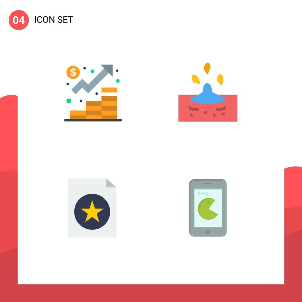 4 Universal Flat Icon Signs Symbols of business document management rain file Editable Vector Design Elements