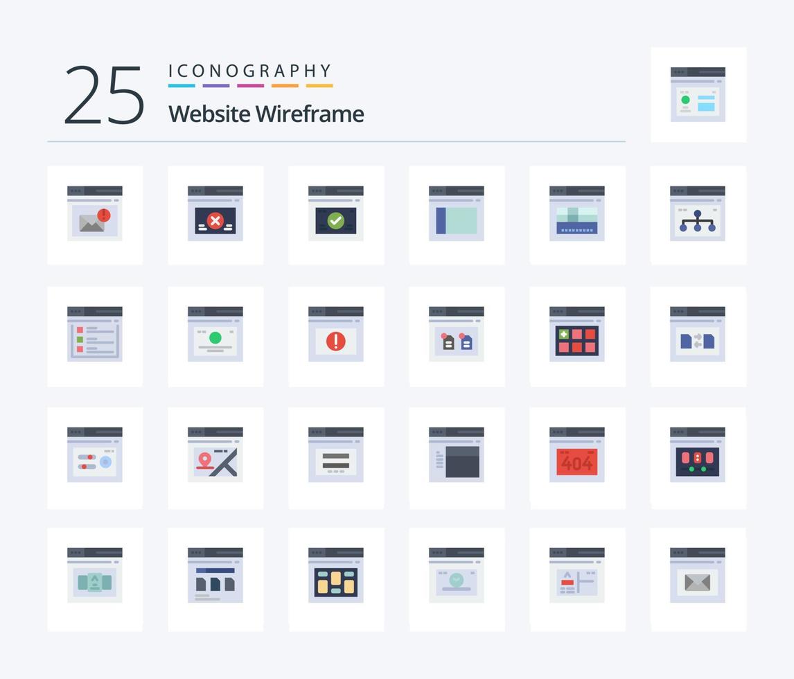 Website Wireframe 25 Flat Color icon pack including website. page. website. internet. website vector