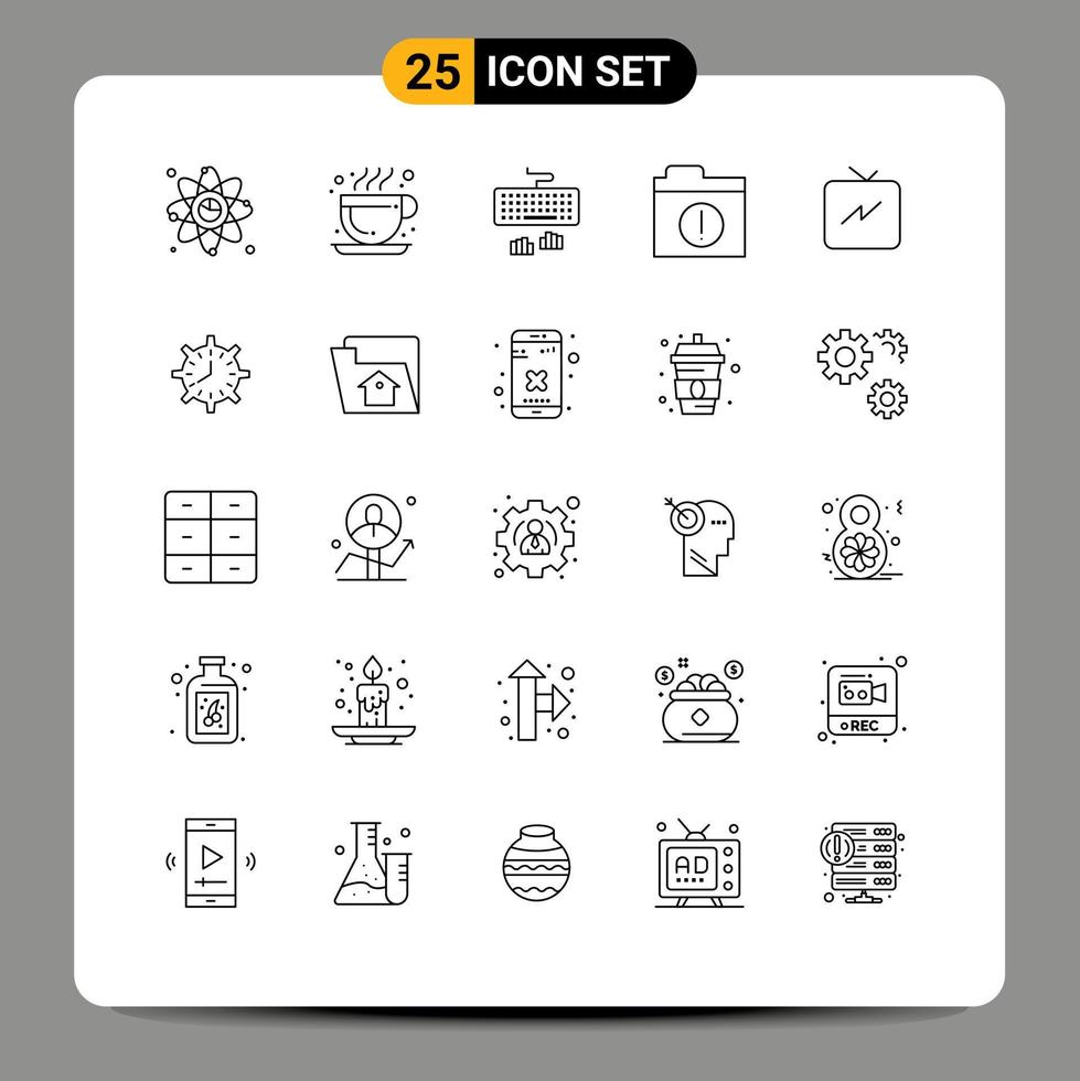 25 Thematic Vector Lines and Editable Symbols of refresh twitter keyboard folder alert Editable Vector Design Elements