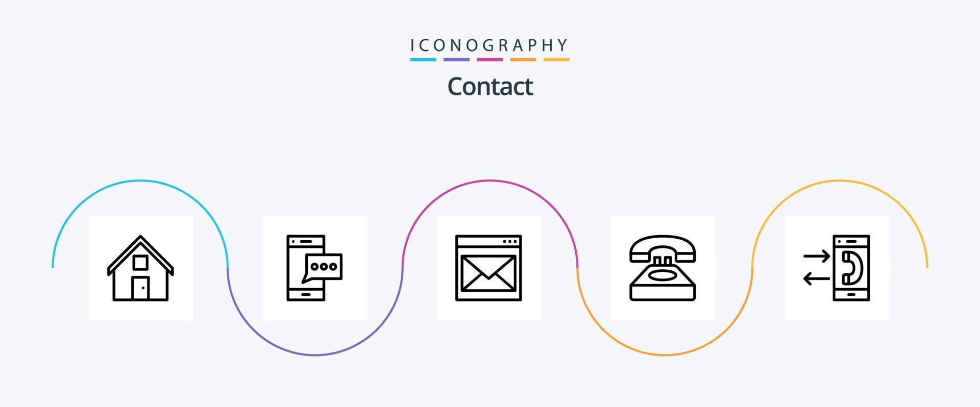 contacto línea 5 5 icono paquete incluso contacto. llamar. teléfono. correo. contacto nosotros vector