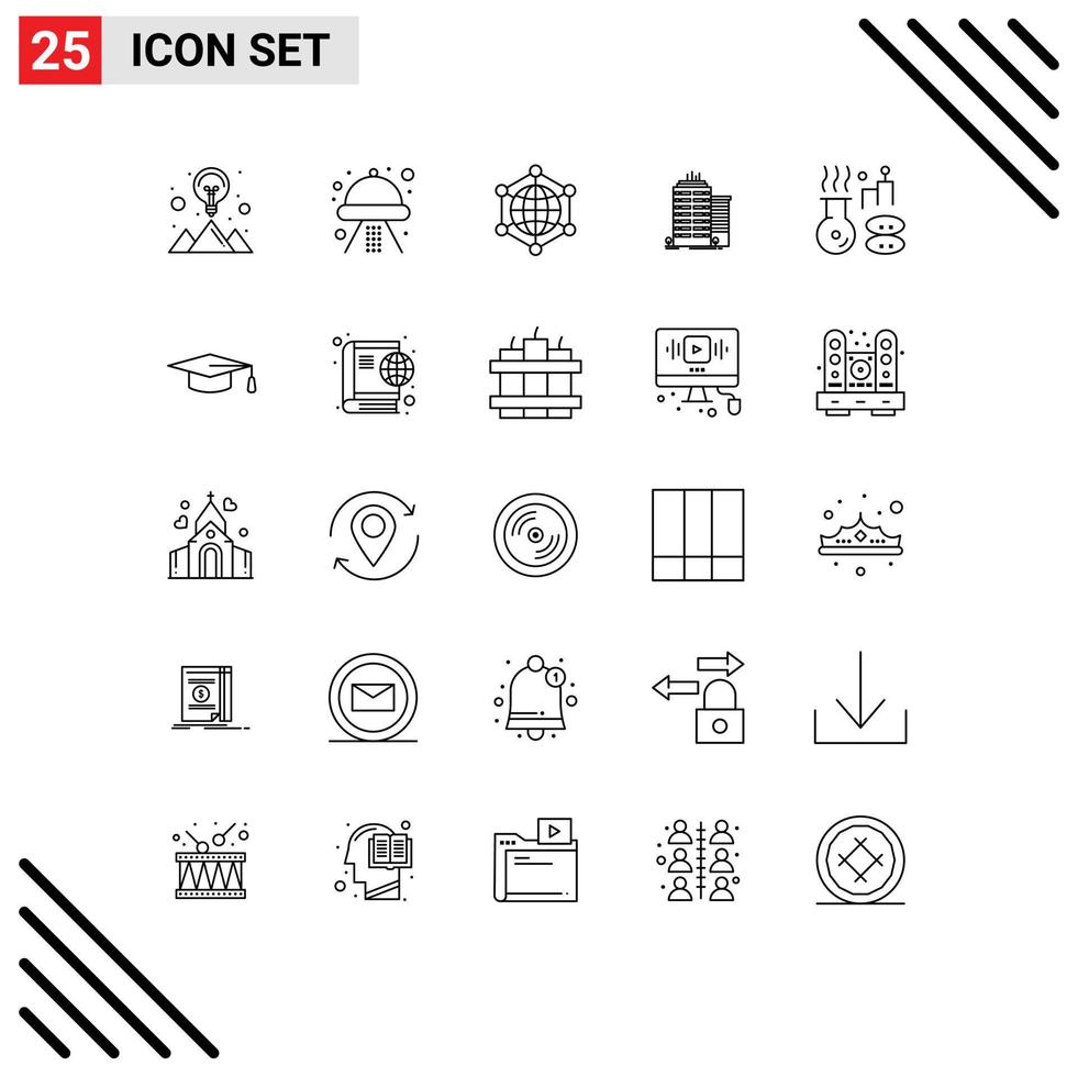25 Line concept for Websites Mobile and Apps beauty office analytics skyscaper internet Editable Vector Design Elements