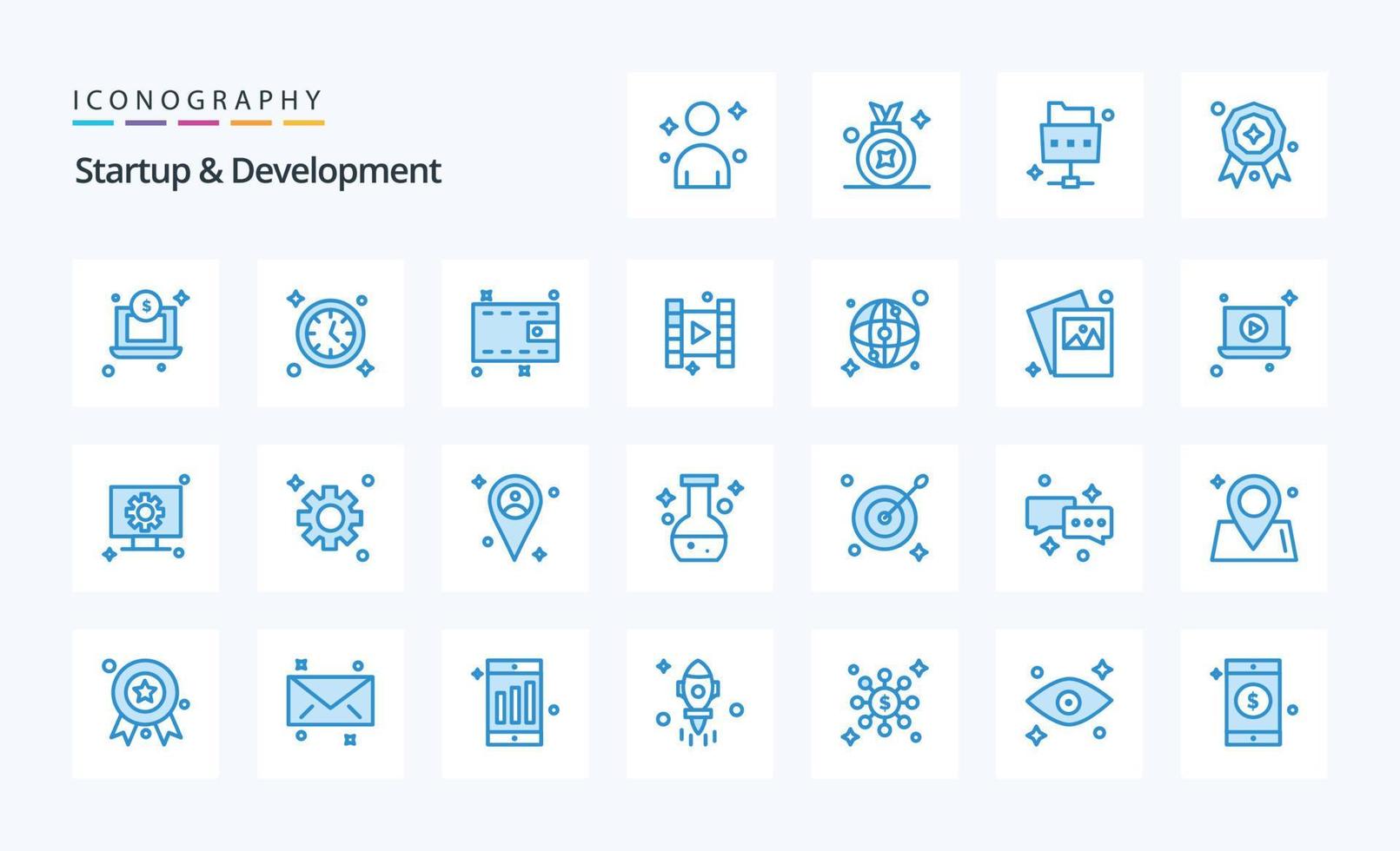 25 Startup And Develepment Blue icon pack vector