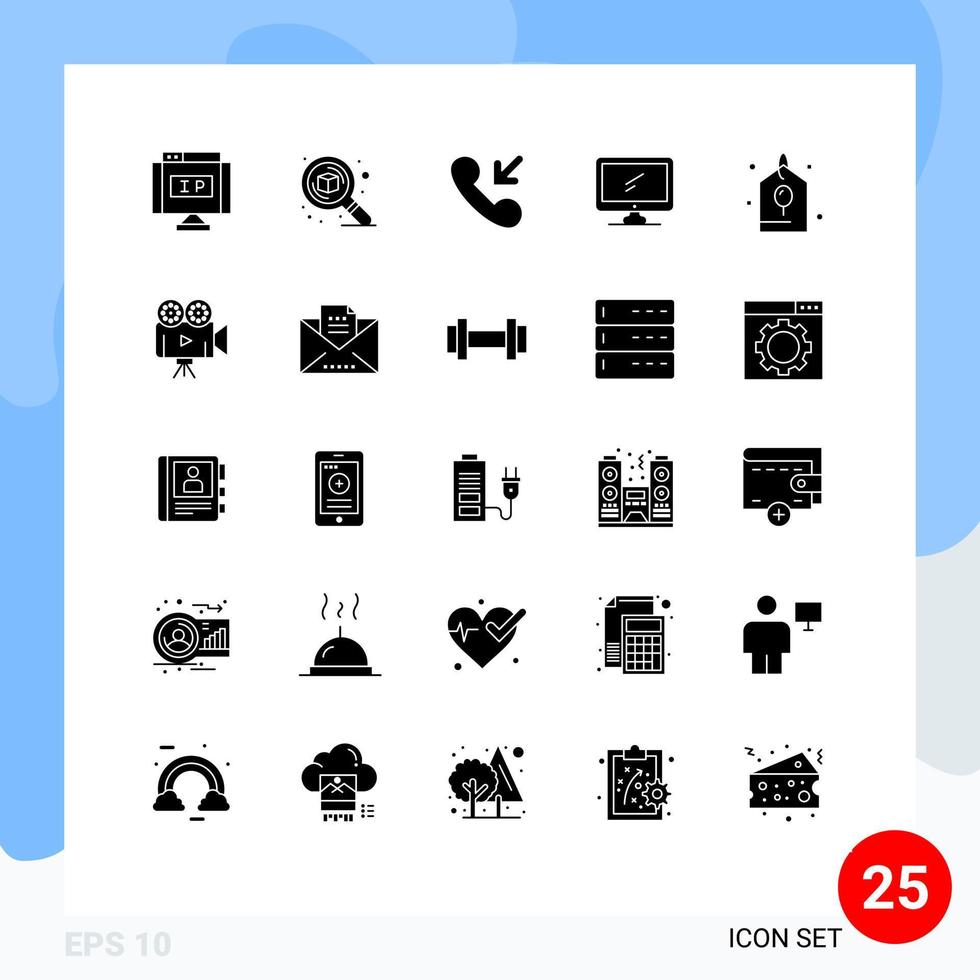 Group of 25 Modern Solid Glyphs Set for birthday imac zoom device computer Editable Vector Design Elements