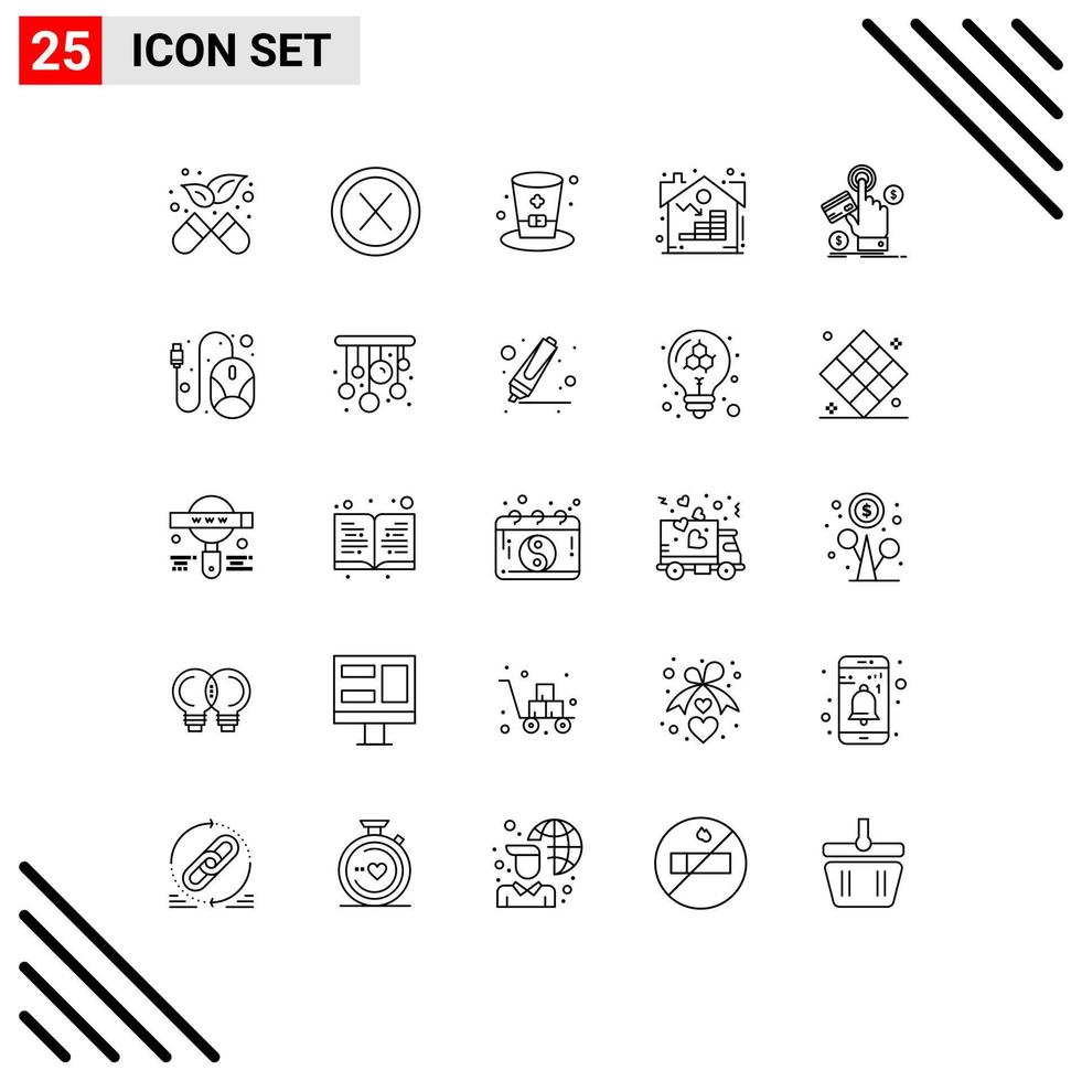 25 Universal Line Signs Symbols of click asset glasss real estate Editable Vector Design Elements