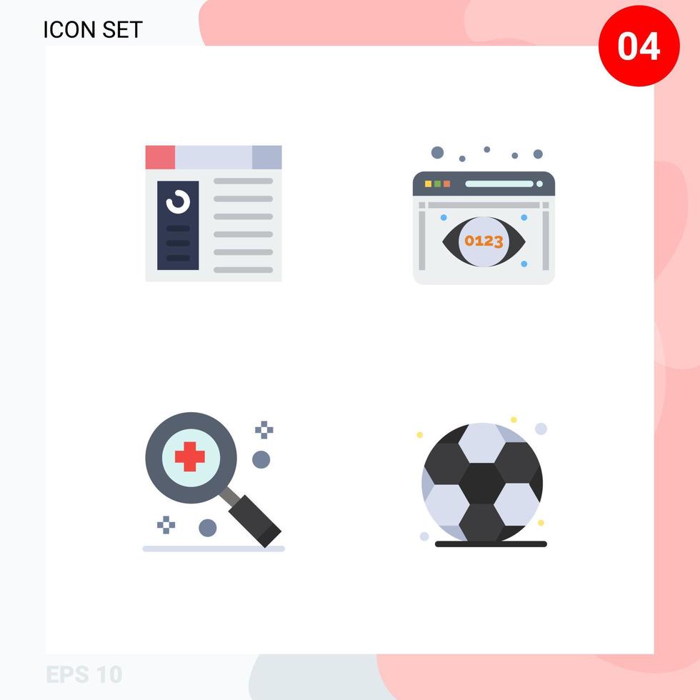 Pack of 4 creative Flat Icons of app medical website data visualization gym Editable Vector Design Elements