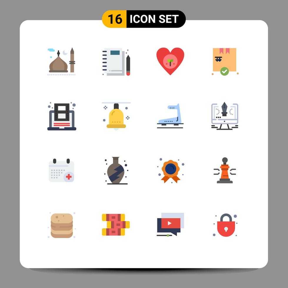 Modern Set of 16 Flat Colors Pictograph of check shopping stationery like favorite Editable Pack of Creative Vector Design Elements