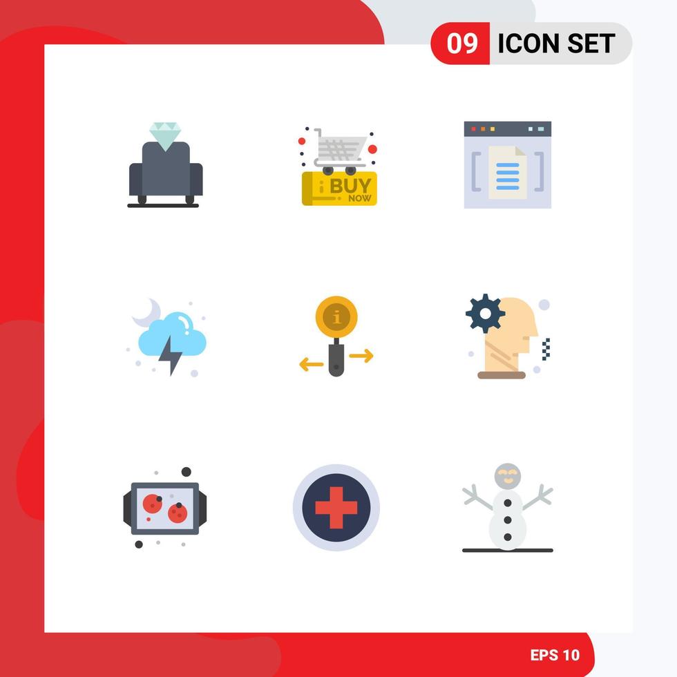 9 Creative Icons Modern Signs and Symbols of information storm browser moon cloud Editable Vector Design Elements