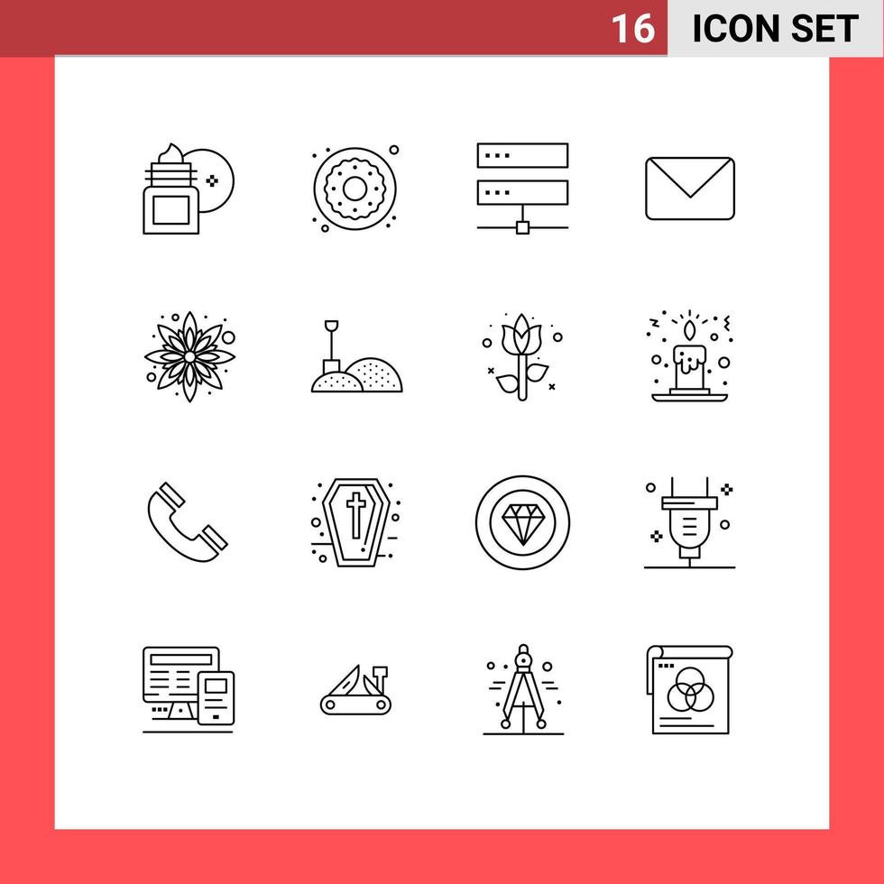 Universal Icon Symbols Group of 16 Modern Outlines of chat mail sweets twitter hosting Editable Vector Design Elements