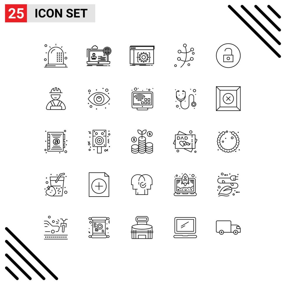 Set of 25 Vector Lines on Grid for plant growth seminar software coding Editable Vector Design Elements