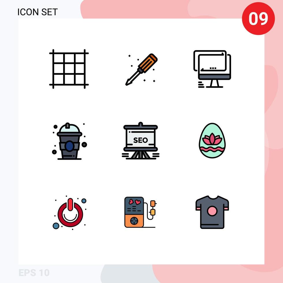 Stock Vector Icon Pack of 9 Line Signs and Symbols for analytics traning imac presentation education Editable Vector Design Elements