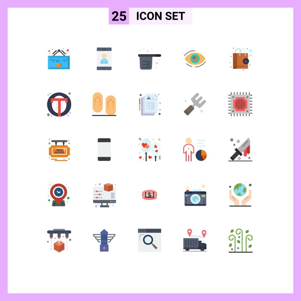 Mobile Interface Flat Color Set of 25 Pictograms of search look baking find measuring Editable Vector Design Elements