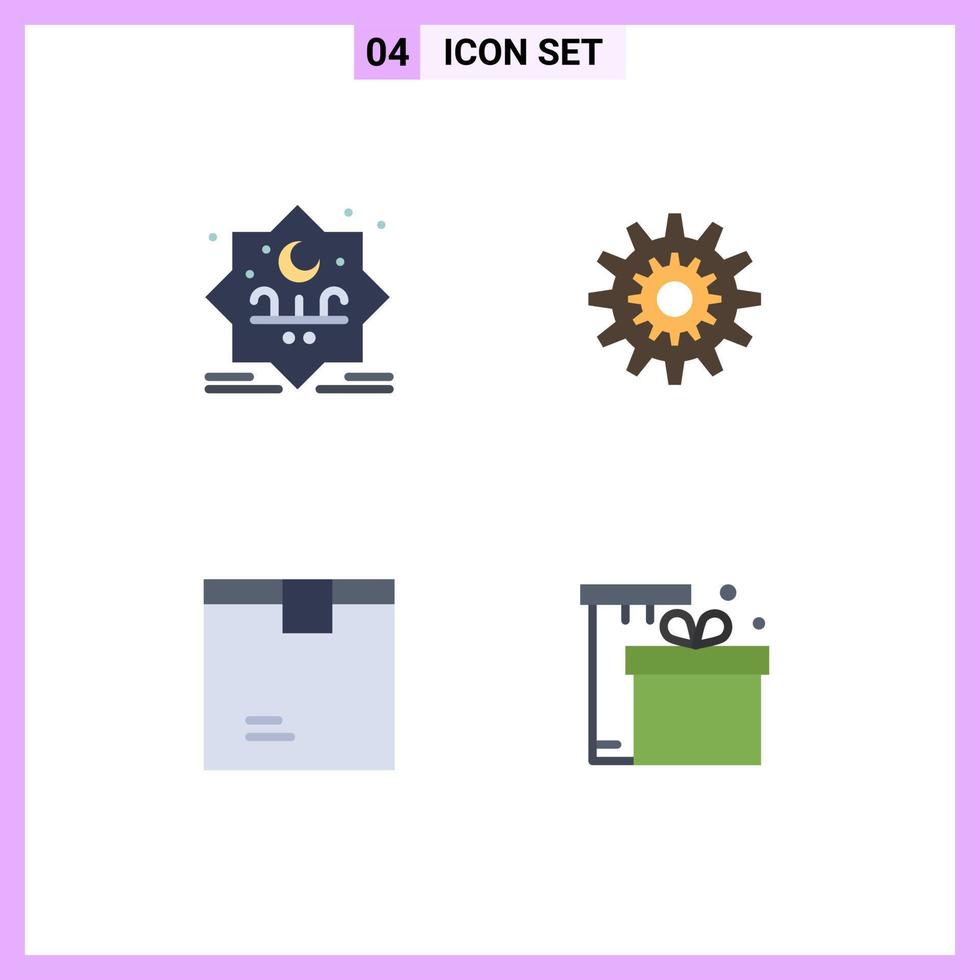 4 Creative Icons Modern Signs and Symbols of star wheel stamp gear box Editable Vector Design Elements