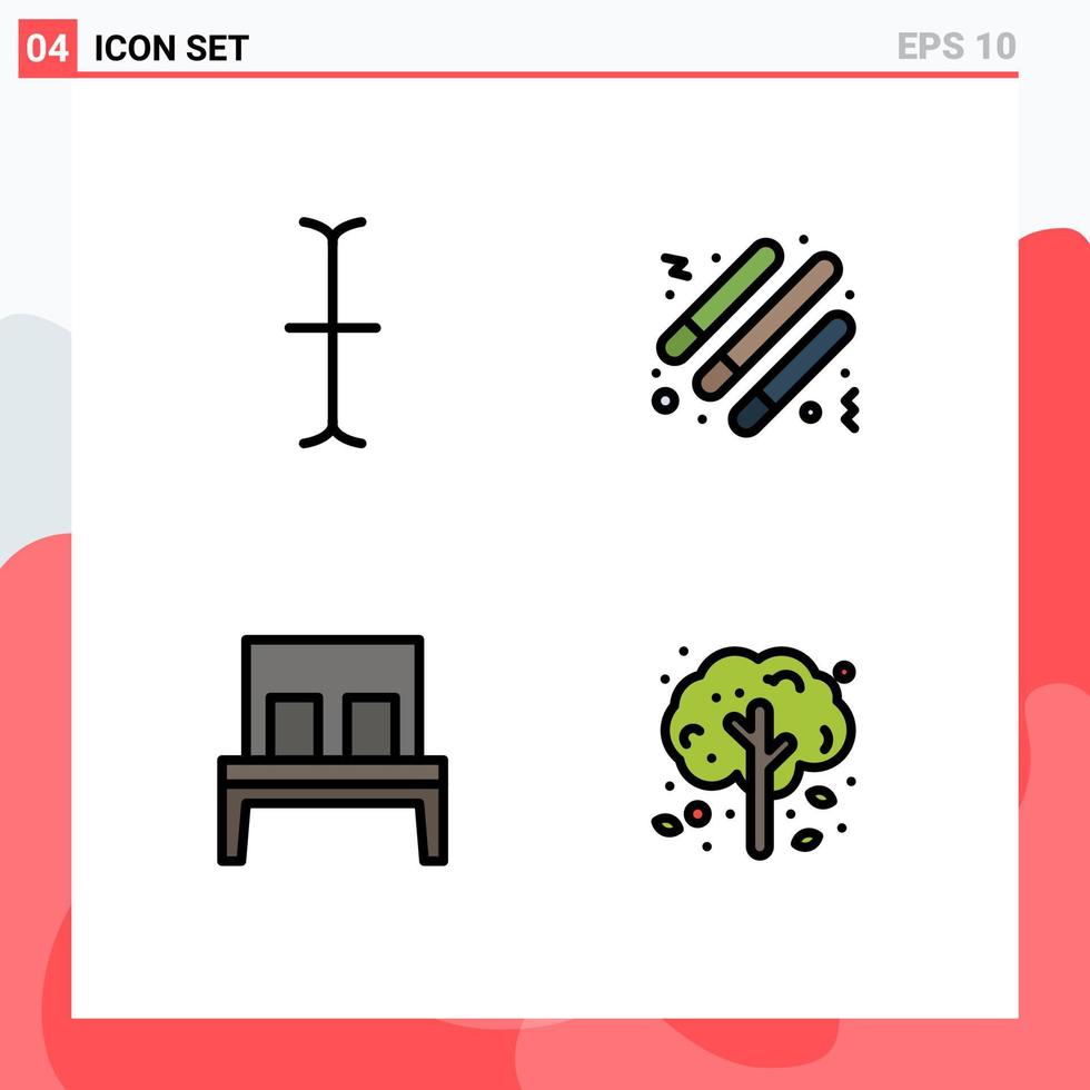 Universal Icon Symbols Group of 4 Modern Filledline Flat Colors of cursor sleep night bed apple tree Editable Vector Design Elements