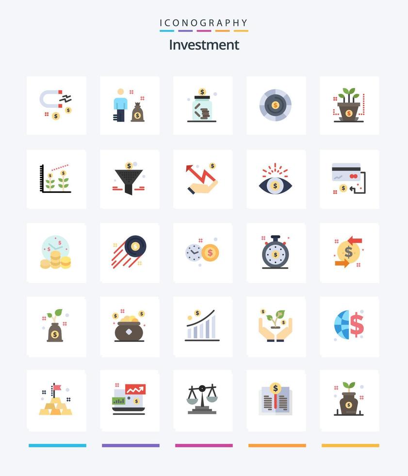 Creative Investment 25 Flat icon pack  Such As startup. finance. business. investment. budget vector