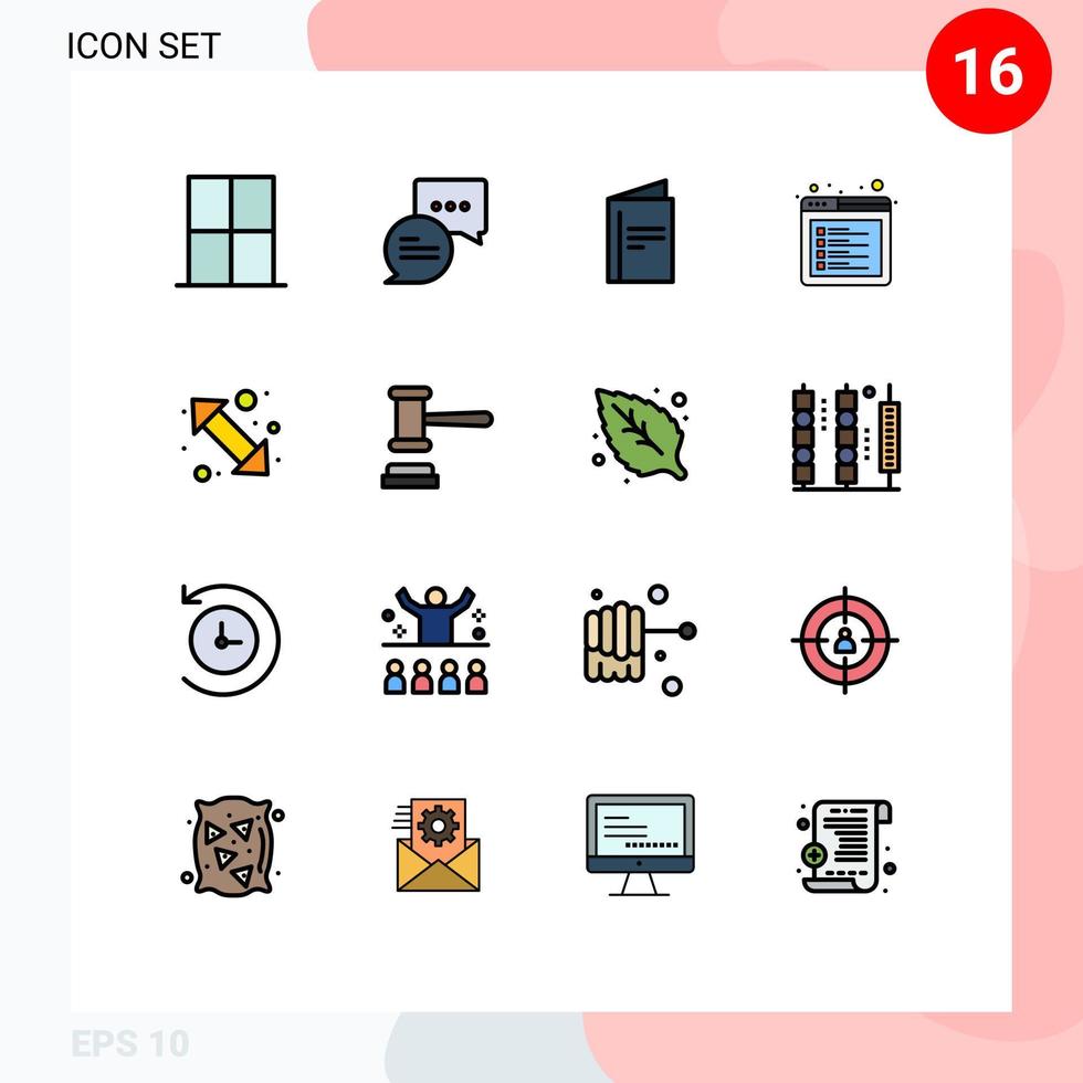 universal icono símbolos grupo de dieciséis moderno plano color lleno líneas de Vamos web menú lengüeta navegador editable creativo vector diseño elementos
