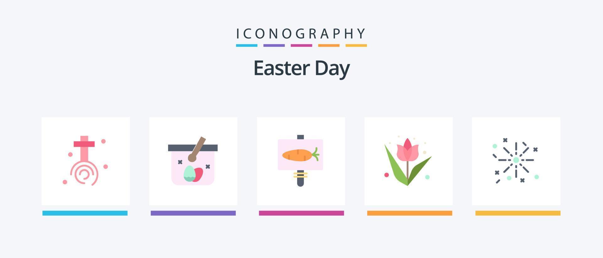 Easter Flat 5 Icon Pack Including holiday. plant. board. flower. decoration. Creative Icons Design vector