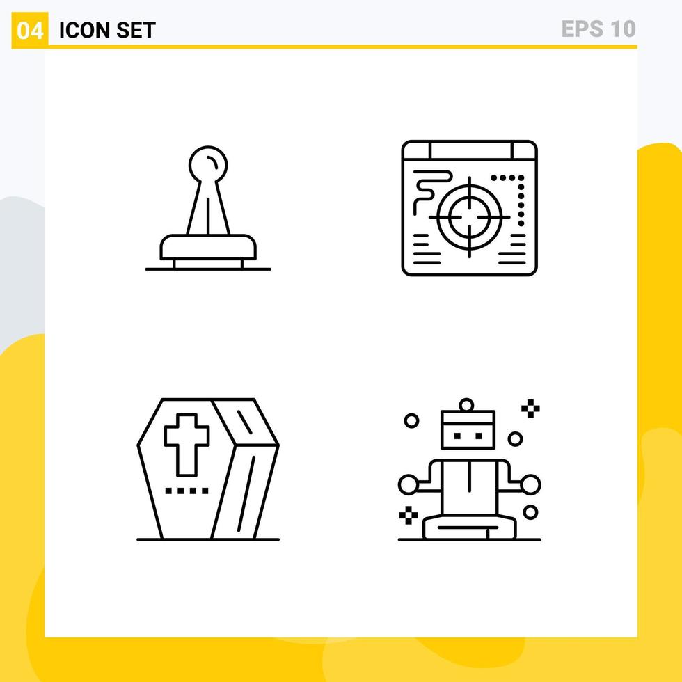 Stock Vector Icon Pack of 4 Line Signs and Symbols for stamp target legal seal halloween Editable Vector Design Elements