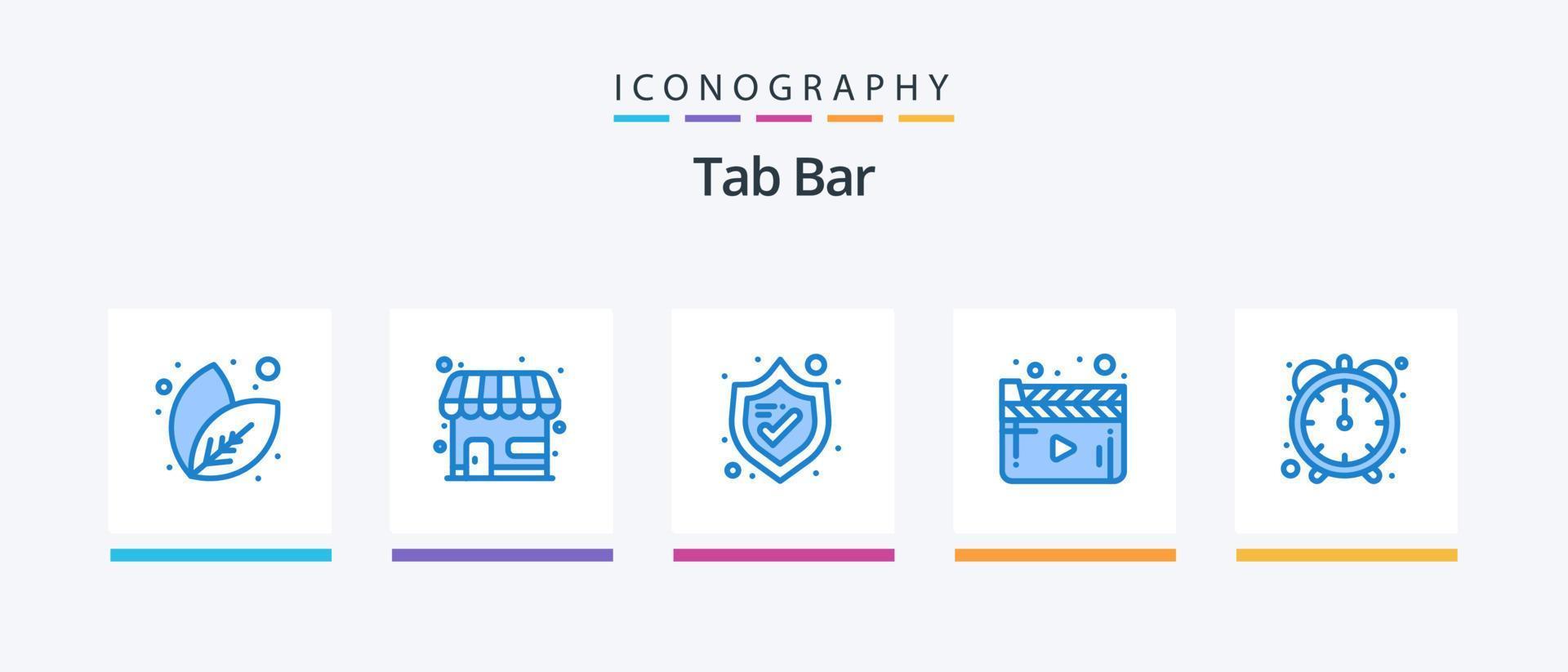 Tab Bar Blue 5 Icon Pack Including . productivity. security. efficiency. player. Creative Icons Design vector