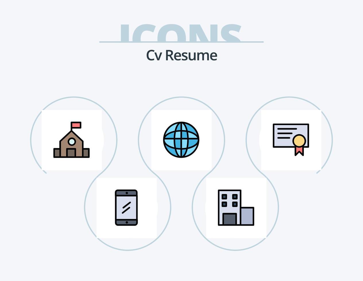 Cv Resume Line Filled Icon Pack 5 Icon Design. education . message. education . vector