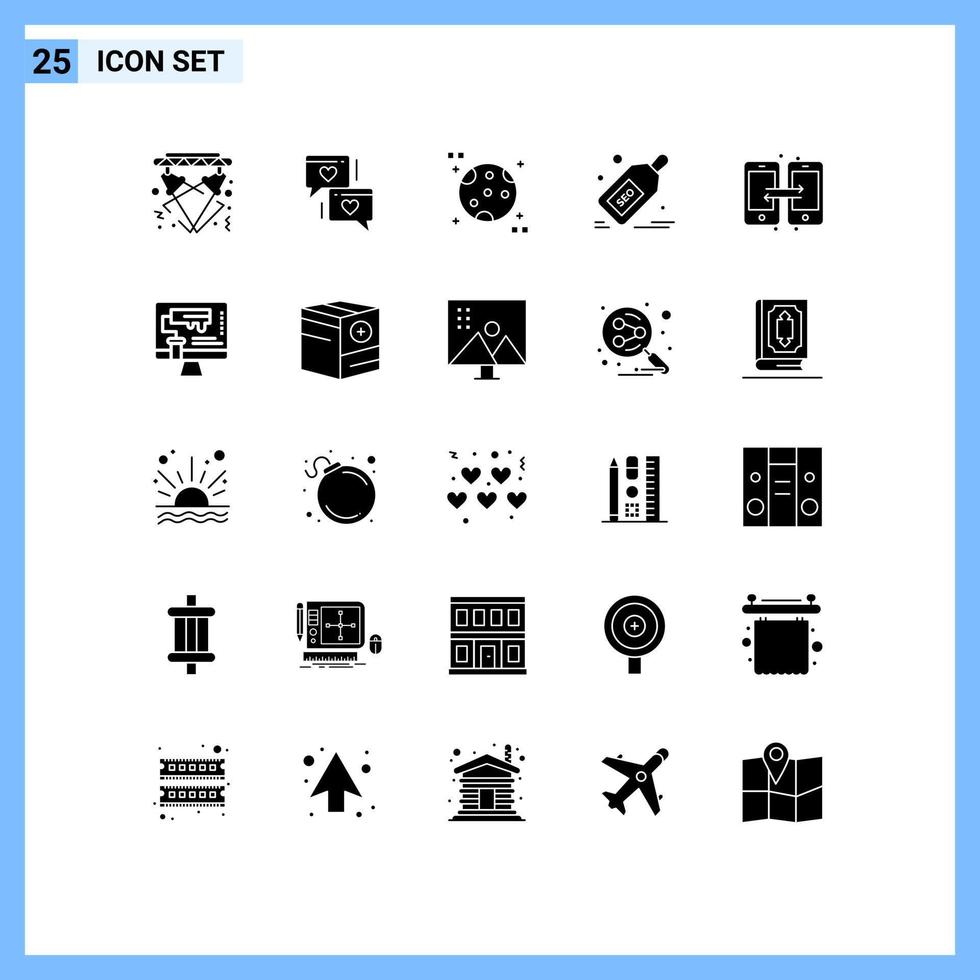 25 Thematic Vector Solid Glyphs and Editable Symbols of connection discount wedding tag seo Editable Vector Design Elements