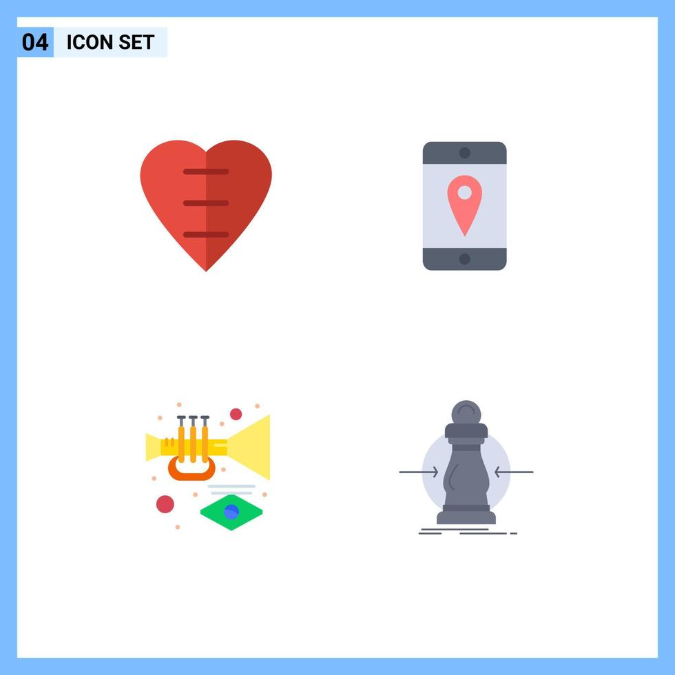 Flat Icon Pack of 4 Universal Symbols of heart carnival medical sign cell consumption Editable Vector Design Elements