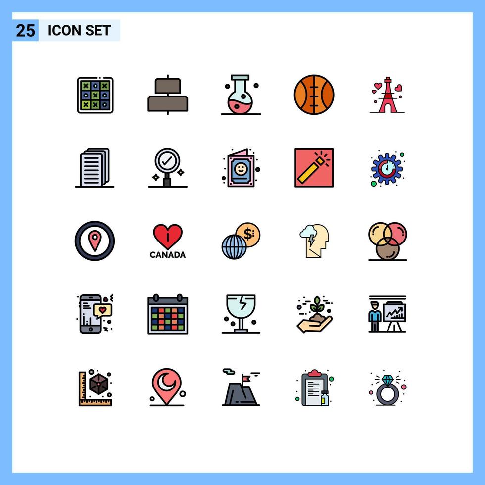 25 Creative Icons Modern Signs and Symbols of heart tower biology sport science Editable Vector Design Elements