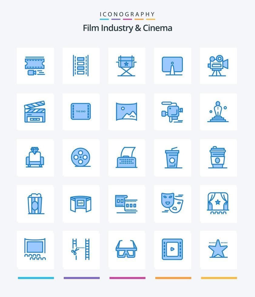 Creative Cenima 25 Blue icon pack  Such As clapper. video. computer. projector. camera vector