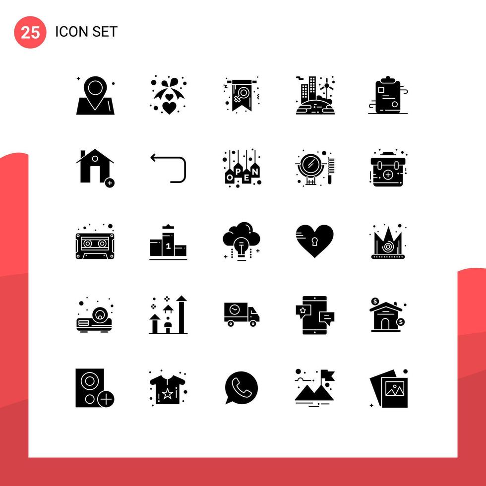 25 Creative Icons Modern Signs and Symbols of clipboard solar card renewable symbol Editable Vector Design Elements