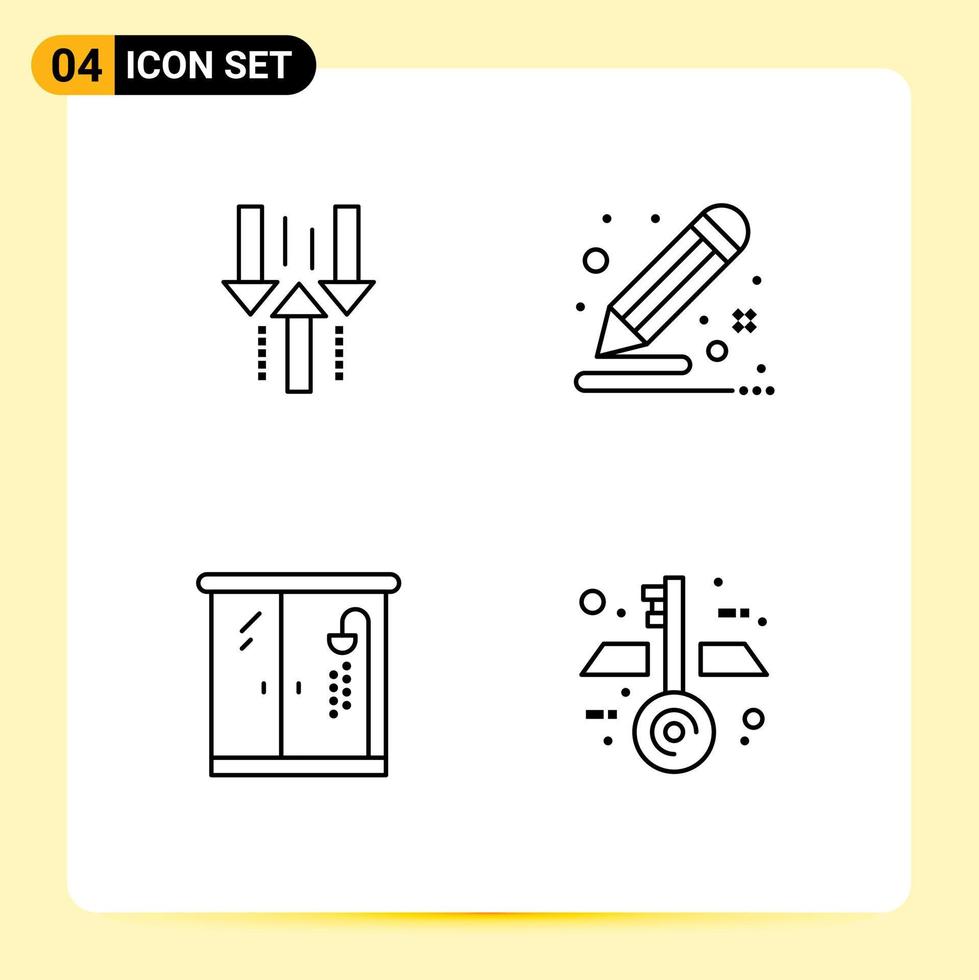 4 Universal Filledline Flat Colors Set for Web and Mobile Applications arrow paint upload creative living Editable Vector Design Elements